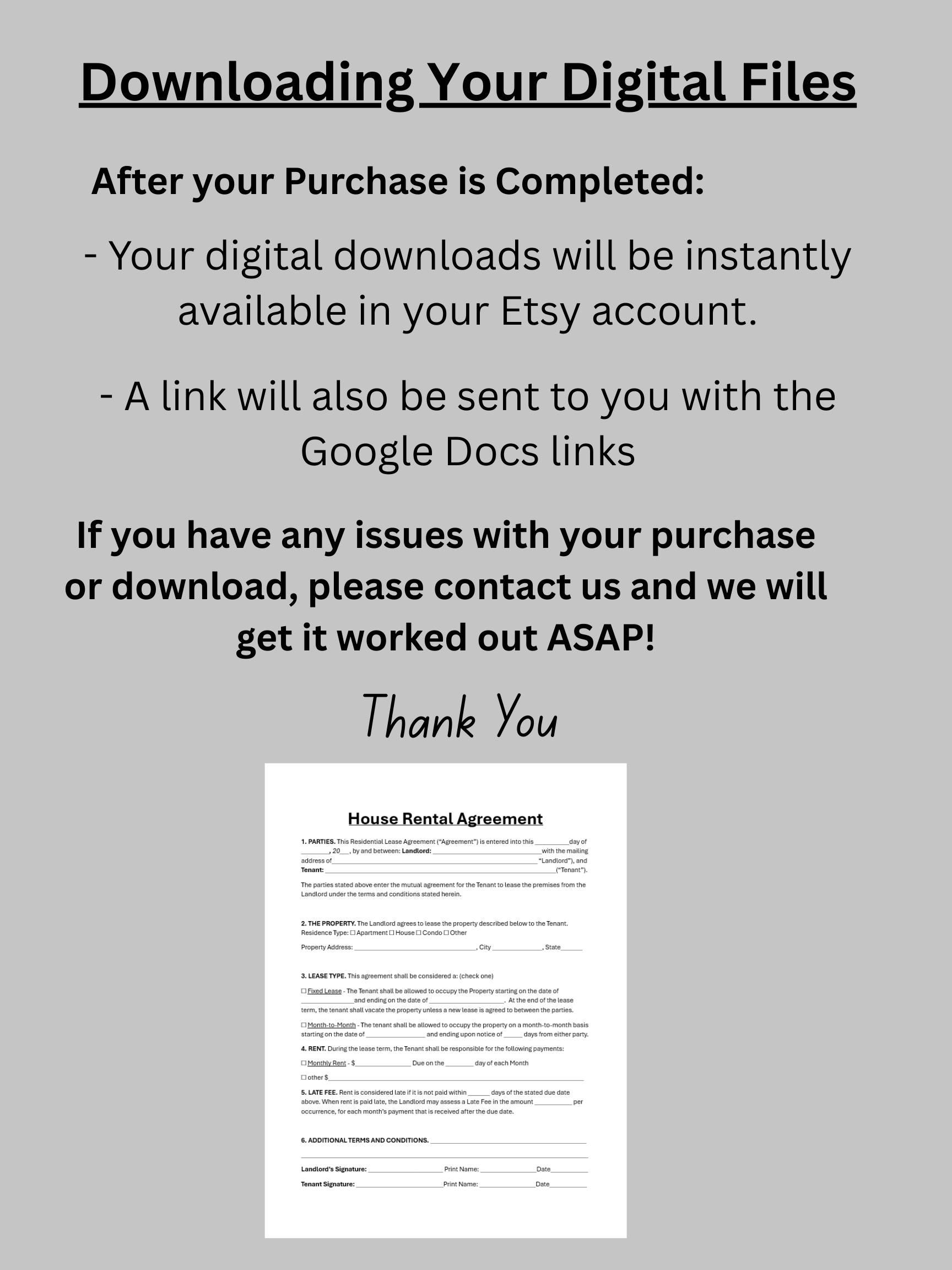 Editable House Rental Agreement Template, Single Page Home Landlord ...