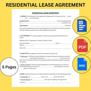 Rental Lease Agreement. Printable Lease Agreement. Rental Agreement Template. Printable Lease Agreement. Rental Agreement PDF.