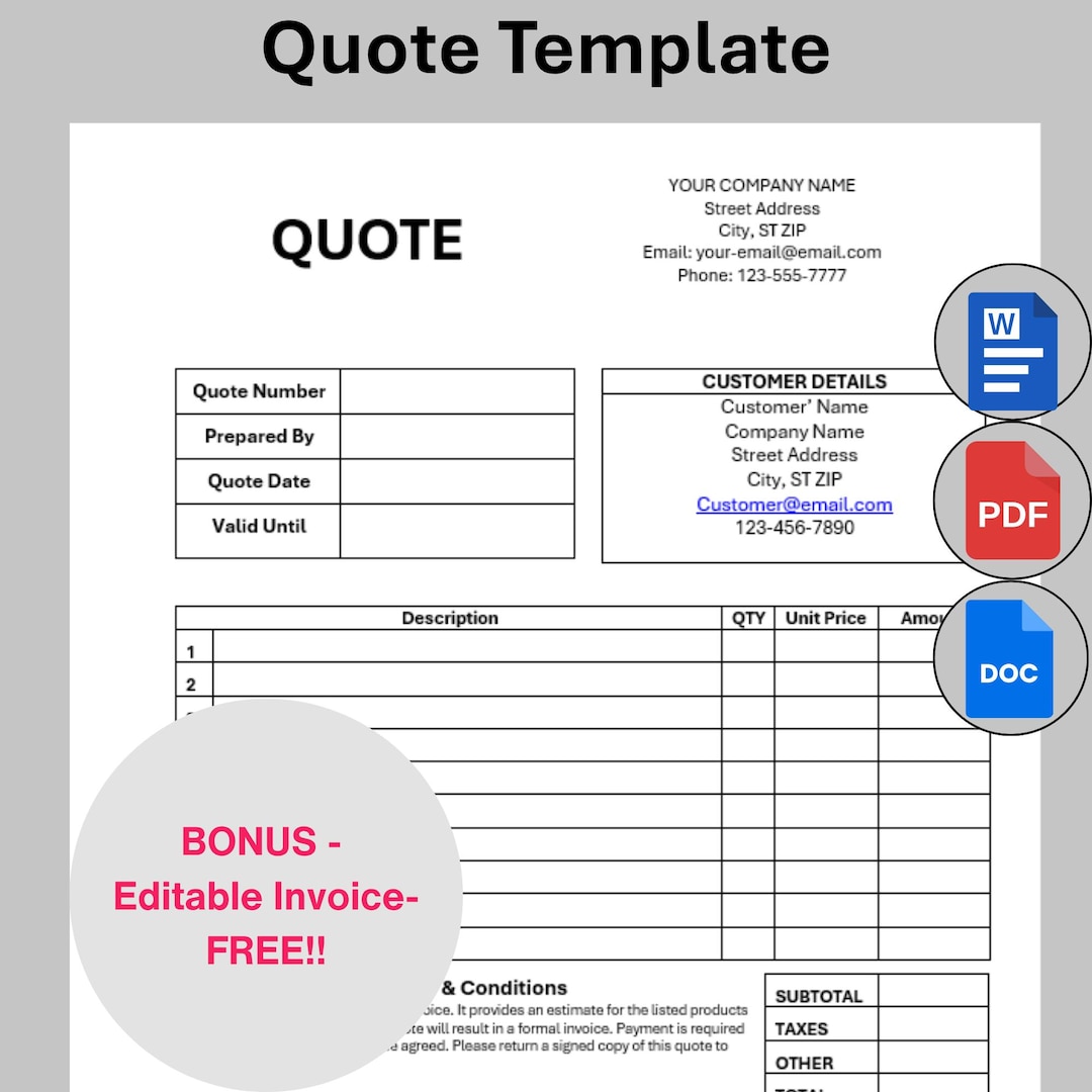 Job Quote Form.pdf Quote Template, Quote Form, Job Quote Proposal, Small Business Job ...