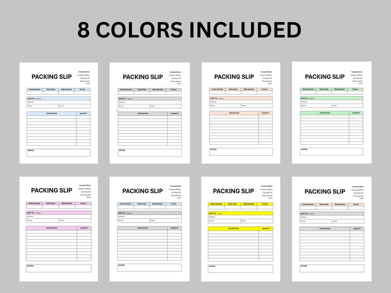 Editable Packing Slip Template, Printable Customer Purchase Packing ...