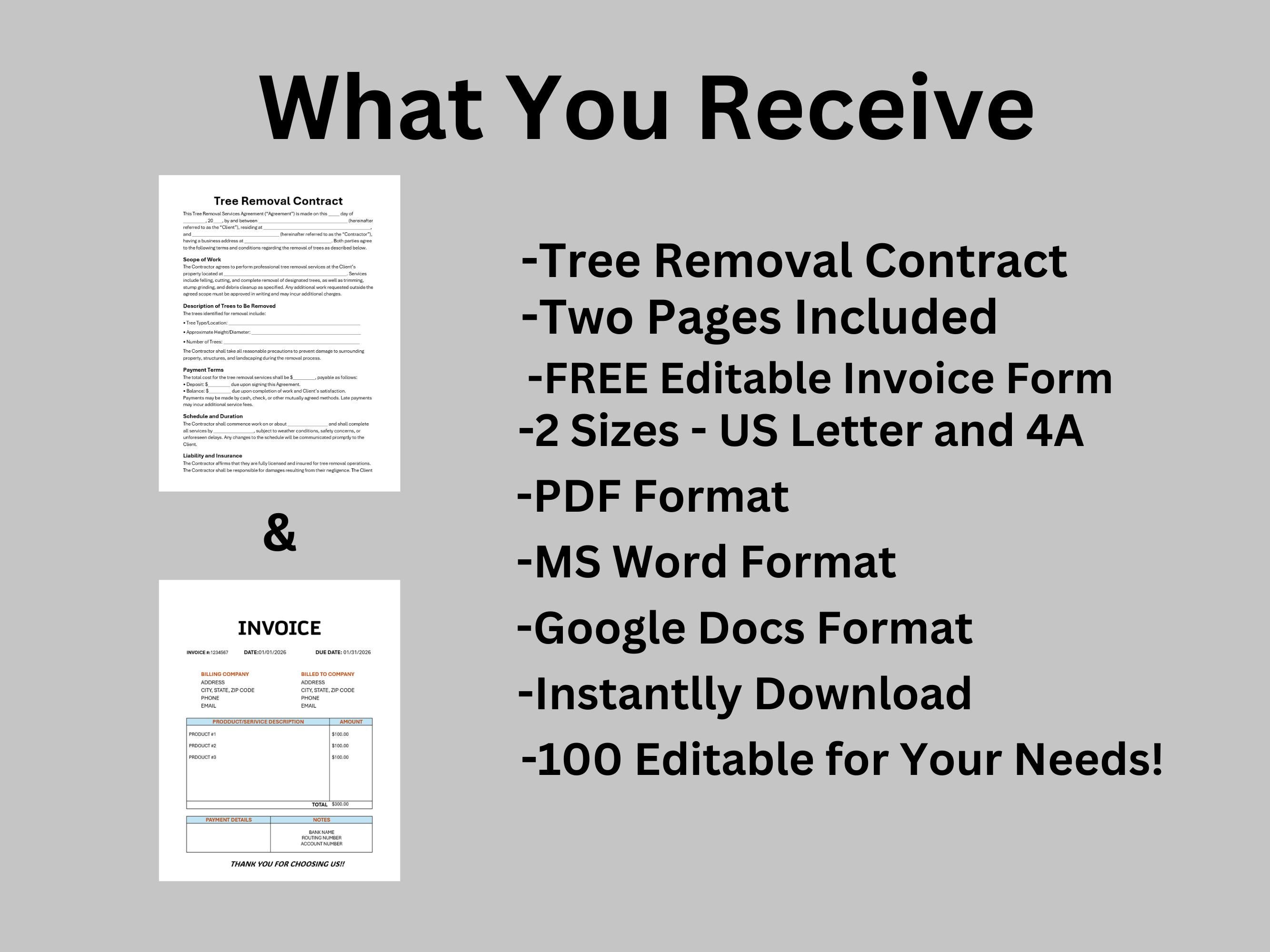 Tree Removal Contract Template, Customizable Tree Removal Service Form ...
