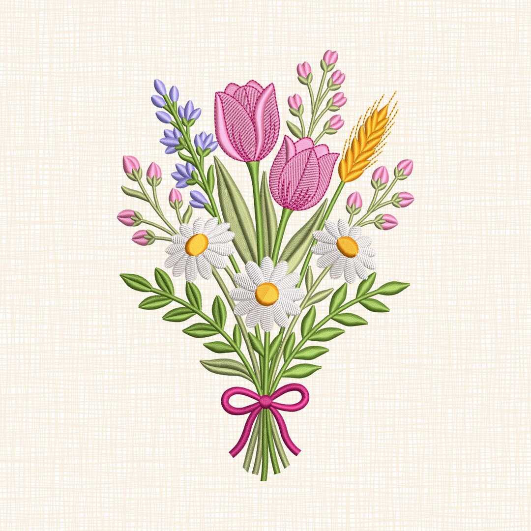 Spring Wildflower Bouquet Embroidery Design Hello Spring Wildflowers ...