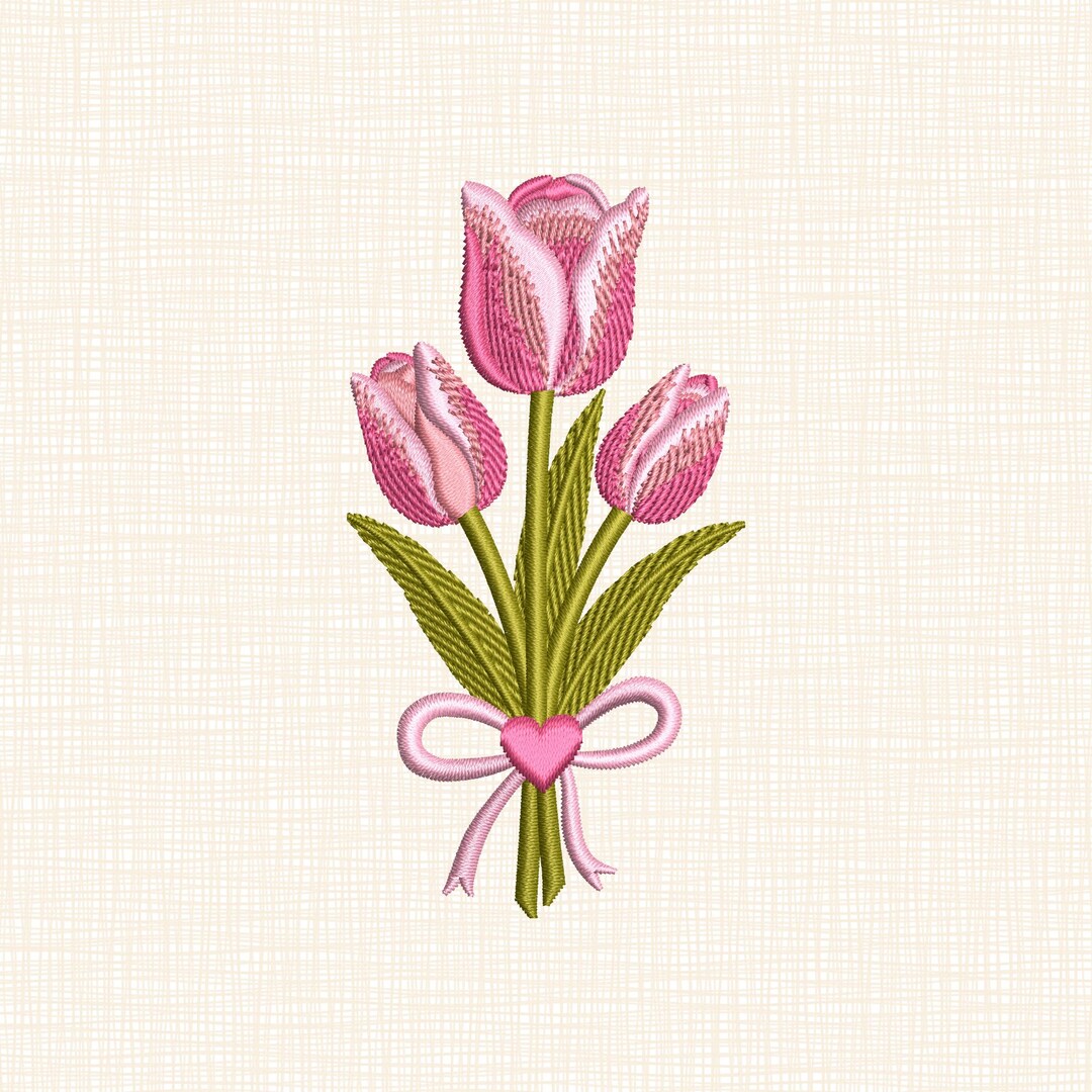 Pink Tulip Flower Embroidery Design, Spring Floral Machine Embroidery ...