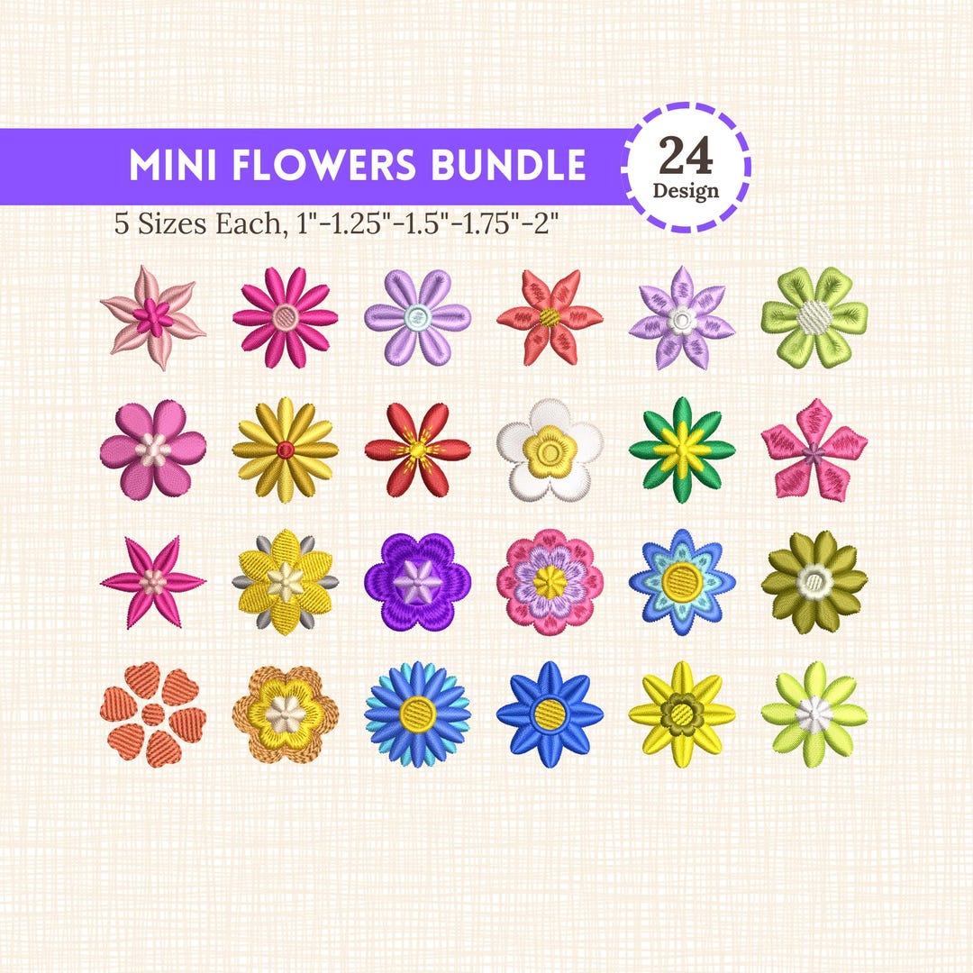 Tiny Flower Embroidery Bundle, Mini Floral Machine Embroidery Files PES ...