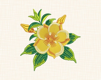 Allamanda Flower Embroidery Design, Tropical Floral Machine Embroidery File (Digital Download)