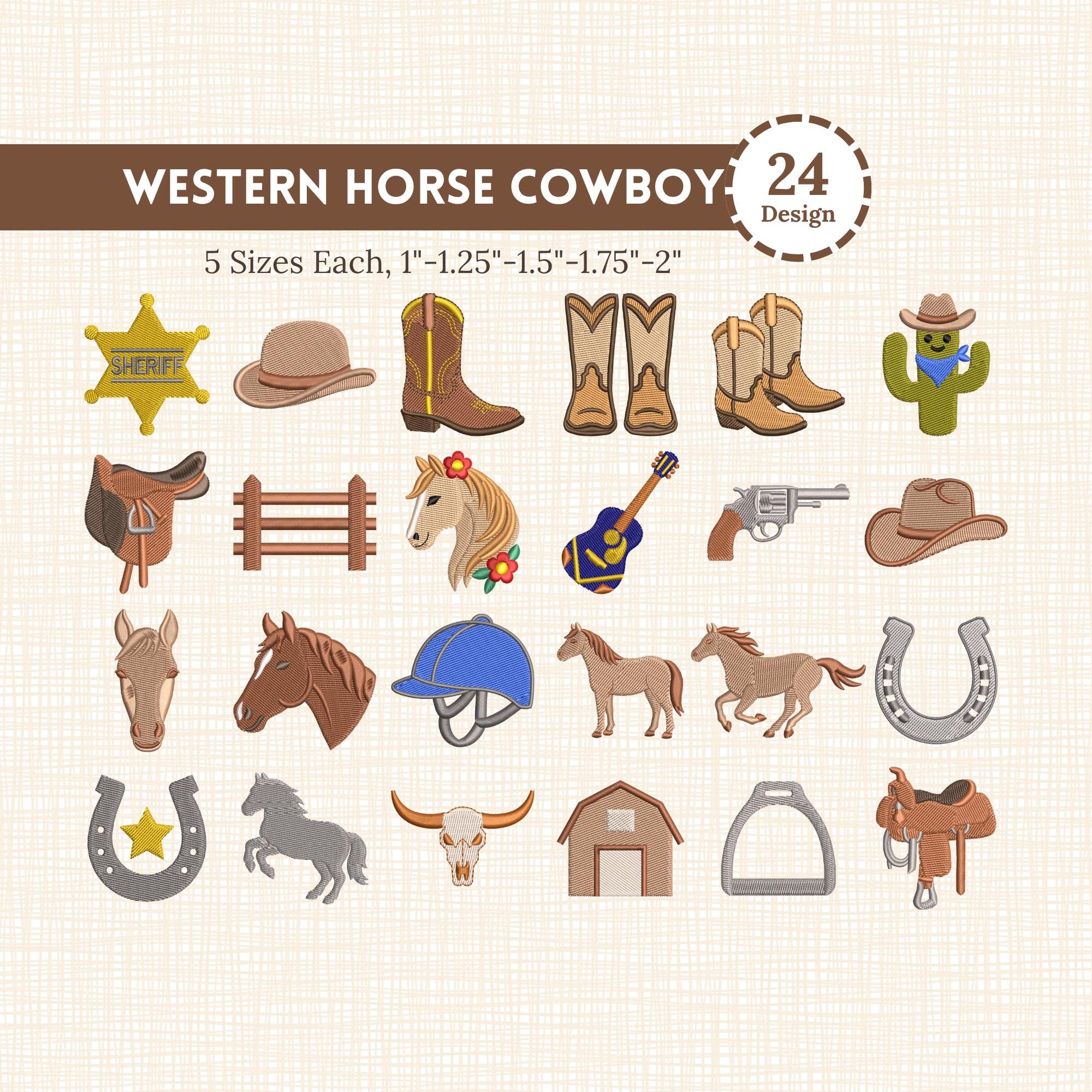 Embroidery Design Ranch Sorting Western Cowboy Embroidery Bundle 24 Designs, Horse Boots Hat Rodeo Mini ...