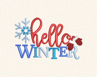 Hello Winter Snowflake Embroidery Design (Digital Download)