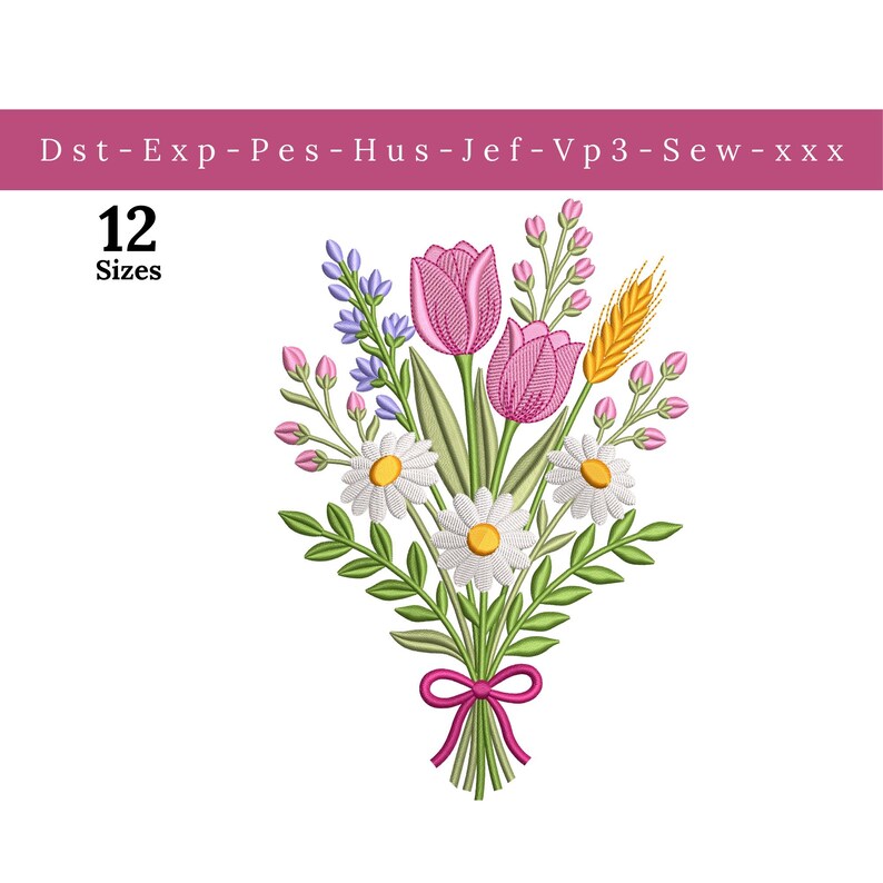 Spring Wildflower Bouquet Embroidery Design Hello Spring Wildflowers ...