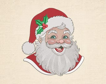 Santa Claus Face Embroidery Design, Christmas Santa Machine Embroidery File, Santa Face Christmas Design, 12 Sizes