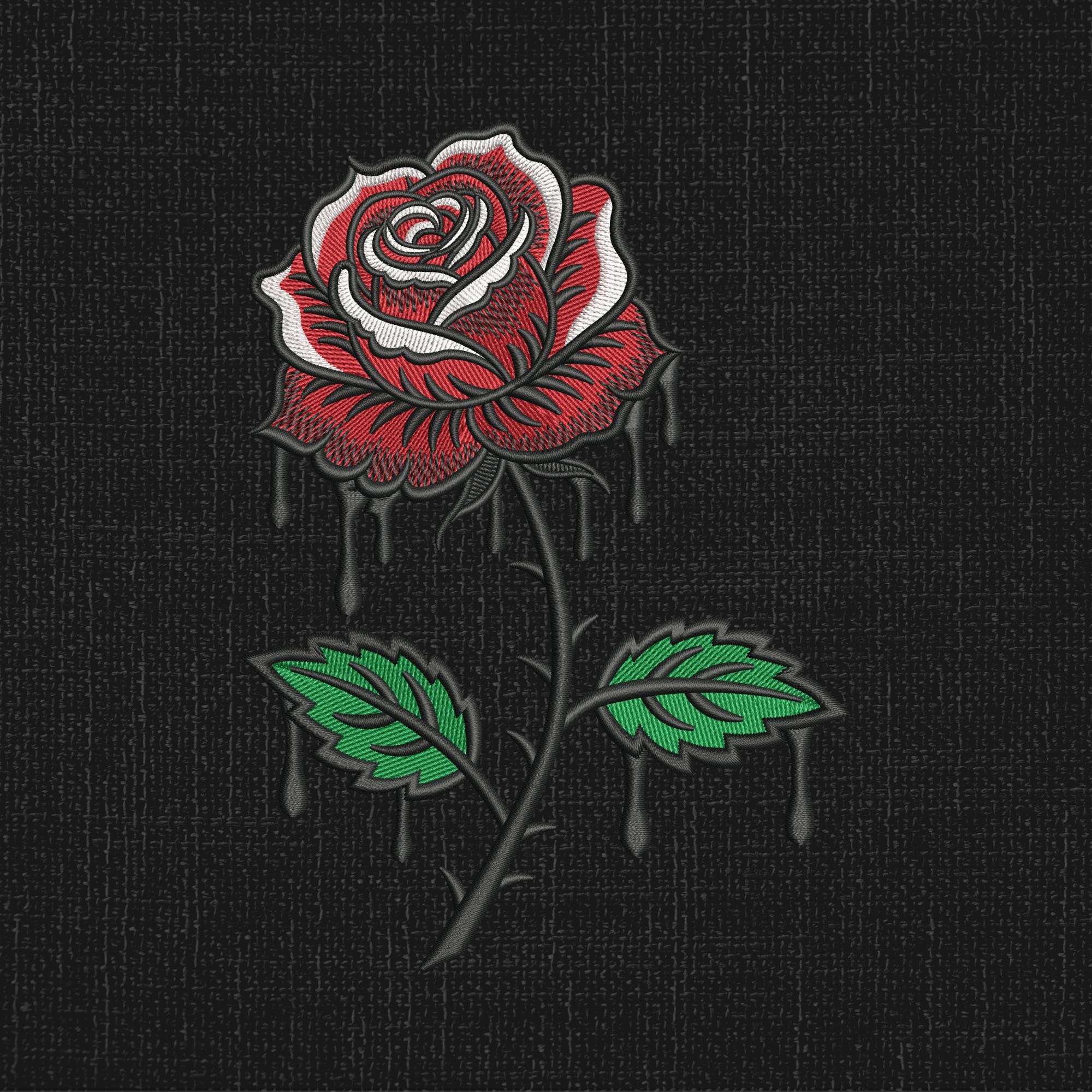 Gothic Dripping Rose Embroidery Design Dark Aesthetic Tattoo Style ...