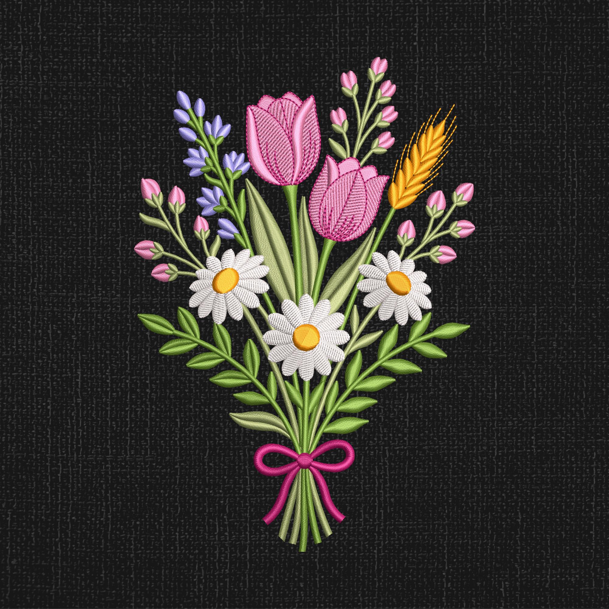Spring Wildflower Bouquet Embroidery Design Hello Spring Wildflowers ...