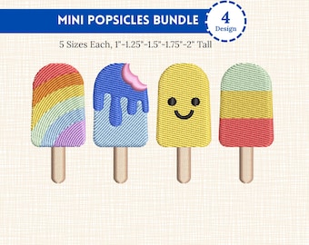 Paquete de diseños de bordado de mini paletas heladas, archivos de bordado a máquina de paletas heladas de verano, lindos diseños de helados Pes Dst Jef Exp 4