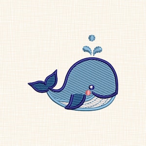 Blue Whale Embroidery Design For Babies Apparel Mini Fish Machine Embroidery Files  5 Sizes