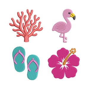 Paquete de minidiseños de bordado de verano, 24 iconos de playa y verano para bordado a máquina, conjunto de minidiseños de playa tropical en 5 tamaños (DST, PES, JEF). imagen 4