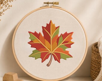 Maple Leaf Embroidery Design, Fall Autumn Machine File (16 Sizes)