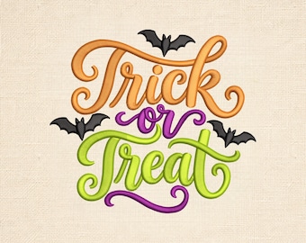 Trick Or Treat Embroidery Design Halloween Embroidery Machine Embroidery Files Spooky Embroidery 12 Sizes Instant Download