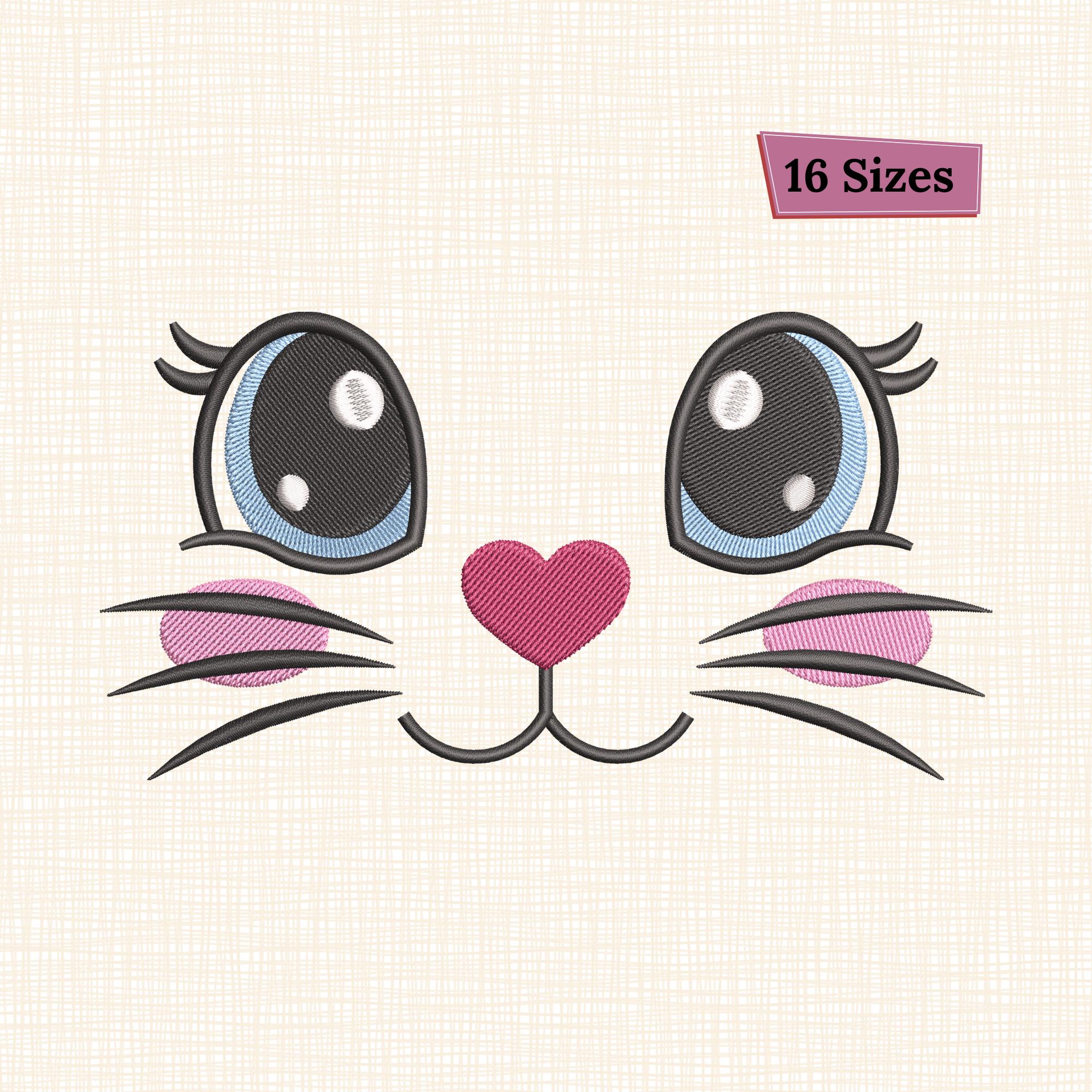 Girl Bunny Face Embroidery Design, Baby Bunny Eyes Machine Embroidery ...