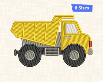 Garbage Truck Embroidery Design, Dump Truck Machine Embroidery Pattern, Construction Vehicle Kids Dumpster Embroidery File 8 size Dst Pes