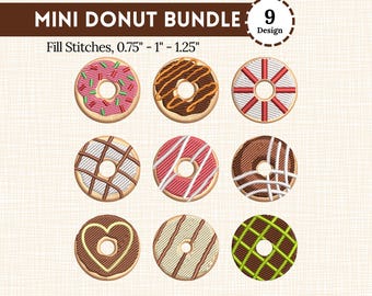 Mini Donut Embroidery Designs: 9 Doughnut Machine Files (Digital Download)