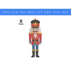 Nutcracker Embroidery Design Christmas Nutcracker Soldier Machine Embroidery Pattern 6 Sizes Pes Dst Jef image 2