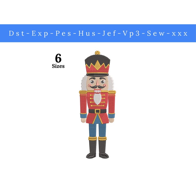 Nutcracker Embroidery Design Christmas Nutcracker Soldier Machine Embroidery Pattern 6 Sizes Pes Dst Jef image 2