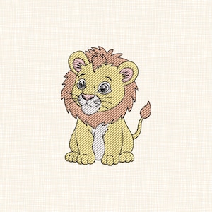 Cute Baby Lion Embroidery Design - Safari Animal Machine Embroidery File PES DST - Baby Lion Embroidery Art