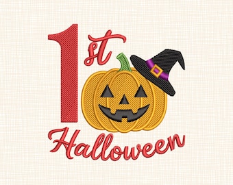 1st Halloween Baby Pumpkin Embroidery Design (Instant Download)