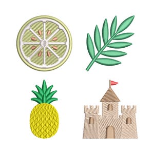 Paquete de minidiseños de bordado de verano, 24 iconos de playa y verano para bordado a máquina, conjunto de minidiseños de playa tropical en 5 tamaños (DST, PES, JEF). imagen 6