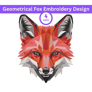Polygon Art Fox Embroidery Design: Geometric Animal Pattern (Digital Download