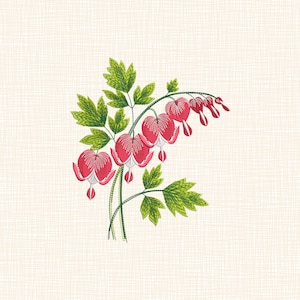 Bleeding Heart Flower Embroidery Design, Floral Botanicals Machine Embroidery Files 5 size instant download
