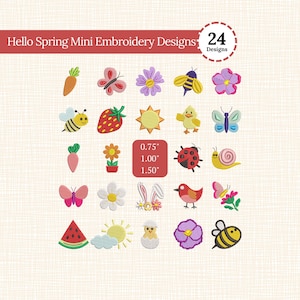 Mini Spring Embroidery Designs: 24 Floral Butterfly Files (Digital Download)