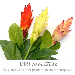 Faux protea, ginger-like flower, tropical decor, tropical flower, tropical decor, artificial tropical plant