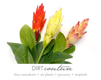 Faux protea, ginger-like flower, tropical decor, tropical flower, tropical decor, artificial tropical plant