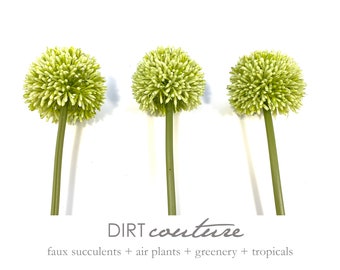 Allium, faux, green seed heads, floral texture, green flowers