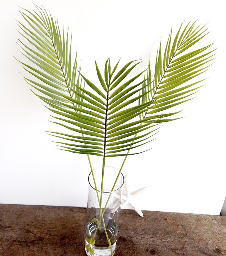 3 Palm Stems, artificial tropical plant, palm leaf image 2