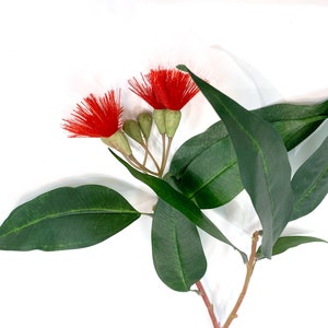 Flowering eucalyptus, faux, eucalyptus spray, eucalyptus leaves, eucalyptus flower, eucalyptus, faux eucalyptus, artificial eucalyptus, red image 2