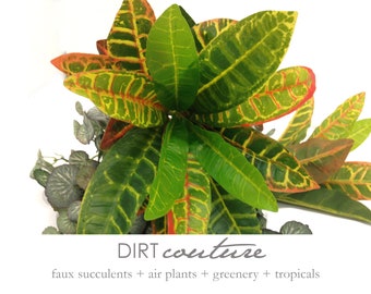 3 sizes, Croton, artificial, house plant, patterned plant, tropical plant, Croton stem, tropical decor