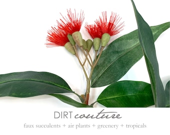 Flowering eucalyptus, faux, eucalyptus spray, eucalyptus leaves, eucalyptus flower, eucalyptus, faux eucalyptus, artificial eucalyptus, red