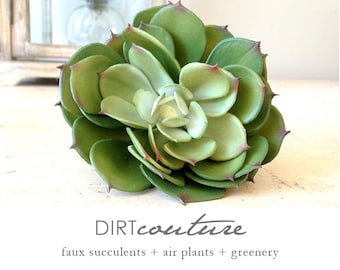 Faux Echeveria Succulent Stem, Pale Green with Red Tips