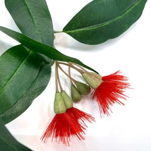 Flowering eucalyptus, faux, eucalyptus spray, eucalyptus leaves, eucalyptus flower, eucalyptus, faux eucalyptus, artificial eucalyptus, red image 8