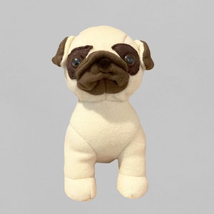 Pug Dog Doll, Beige Color, One of a Kind Animal Doll, Handcrafted, Handstitched, Collectible Plush Pug Doll, Unique Gift for Pug Dog Lover