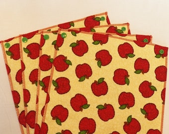 Apples- UnPaper Towels- Cleaning Cloths- Eco friendly- Set of 12 (Inv #32011)