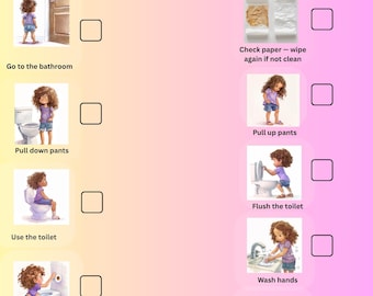 Tabella visiva della routine per l'uso del vasino per bambini / Lista di controllo per il bagno (PDF stampabile)