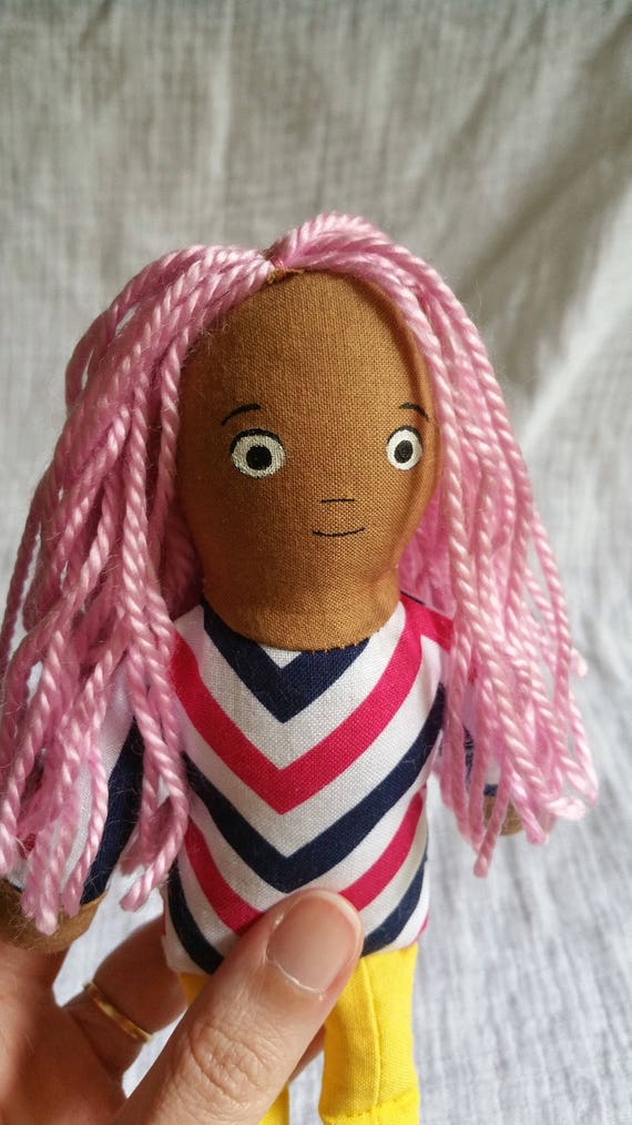 Small Soft Doll with Yarn Hair chevron 