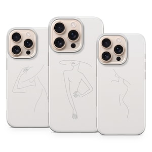 Line Art Phone Case Minimalist Design Cover for iPhone 16 Pro Max, 15 Plus, 14, 13, 12, 11, XS & Samsung S25, S24, A56, A55, Pixel 9, 8