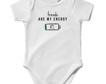 Friends are my Energy Baby Bodysuit | Cute Funny Infant Onesie | Classic Baby Short Sleeve Bodysuit