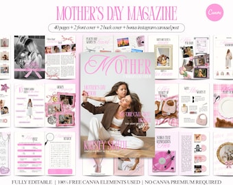Custom Mother's Day Magazine Canva Editable Template Easy Personalized Gift for Mother
