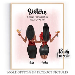 Sisters Gift Birthday Personalized Gift for Best Friends Sisters Custom Gift for Her Sis Portrait Sisters Print Customized Gifts for Women