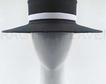 Women’s Wide Brim Wool Top Hat with White Band