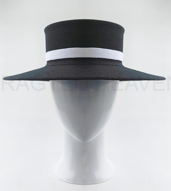 Black Wide-Brim Women\'s Fedora Hat with White Band AOUNQ Women main image 3